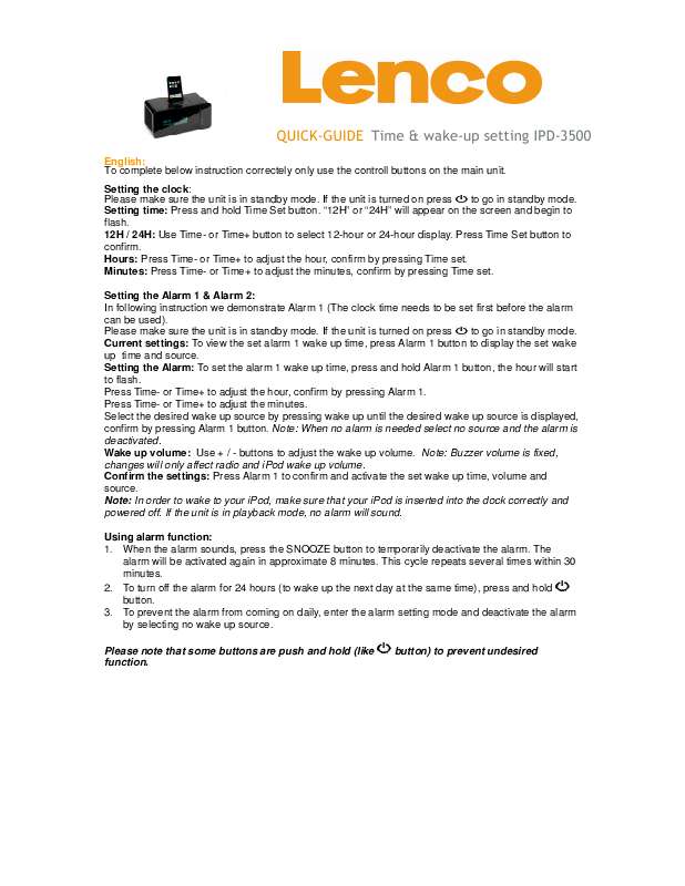 Guide utilisation  LENCO IDP-3500  de la marque LENCO