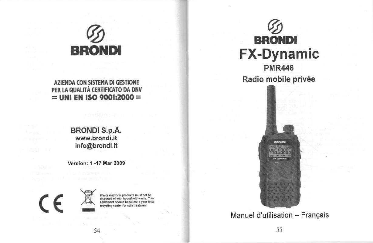 Guide utilisation BRONDI FX DYNAMIC  de la marque BRONDI