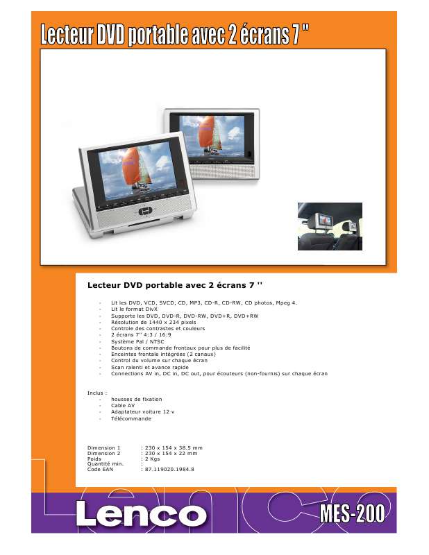 Guide utilisation LENCO MES-200  de la marque LENCO
