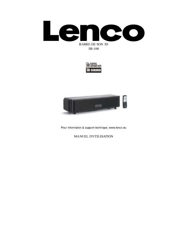 Guide utilisation  LENCO SB-100  de la marque LENCO