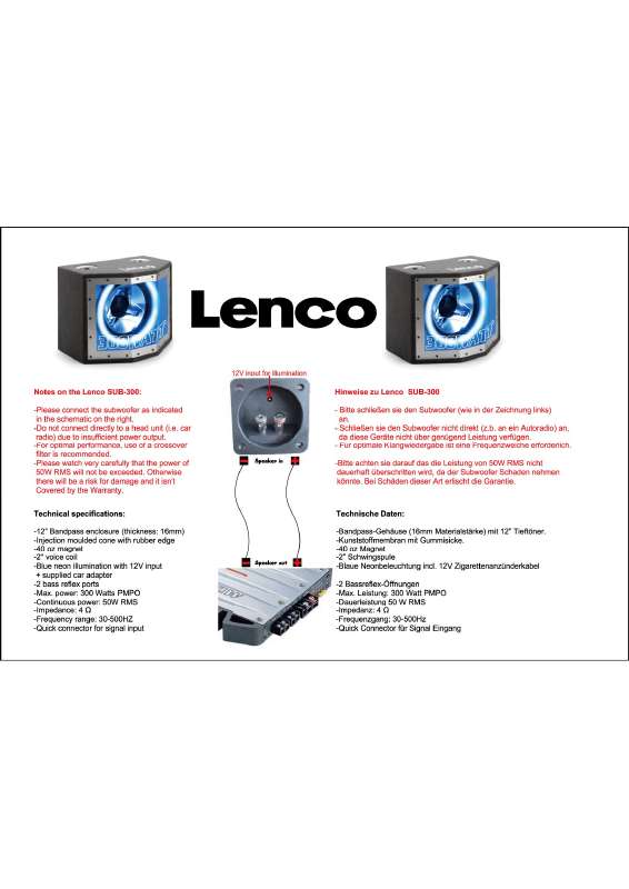 Guide utilisation  LENCO SUB-300  de la marque LENCO