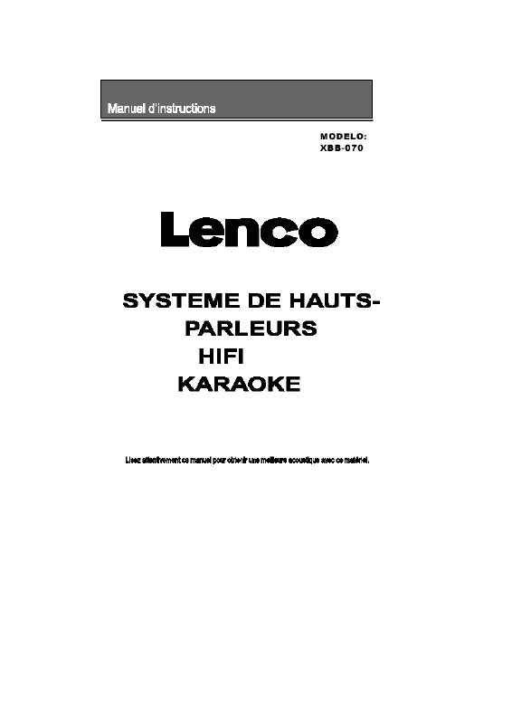Guide utilisation  LENCO XBB-070  de la marque LENCO