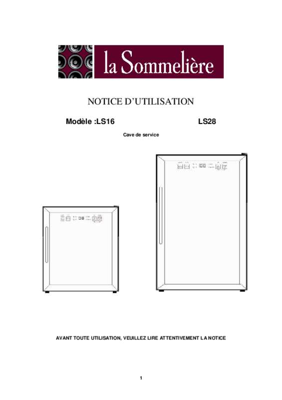 Guide utilisation LA SOMMELIERE LS28  de la marque LA SOMMELIERE