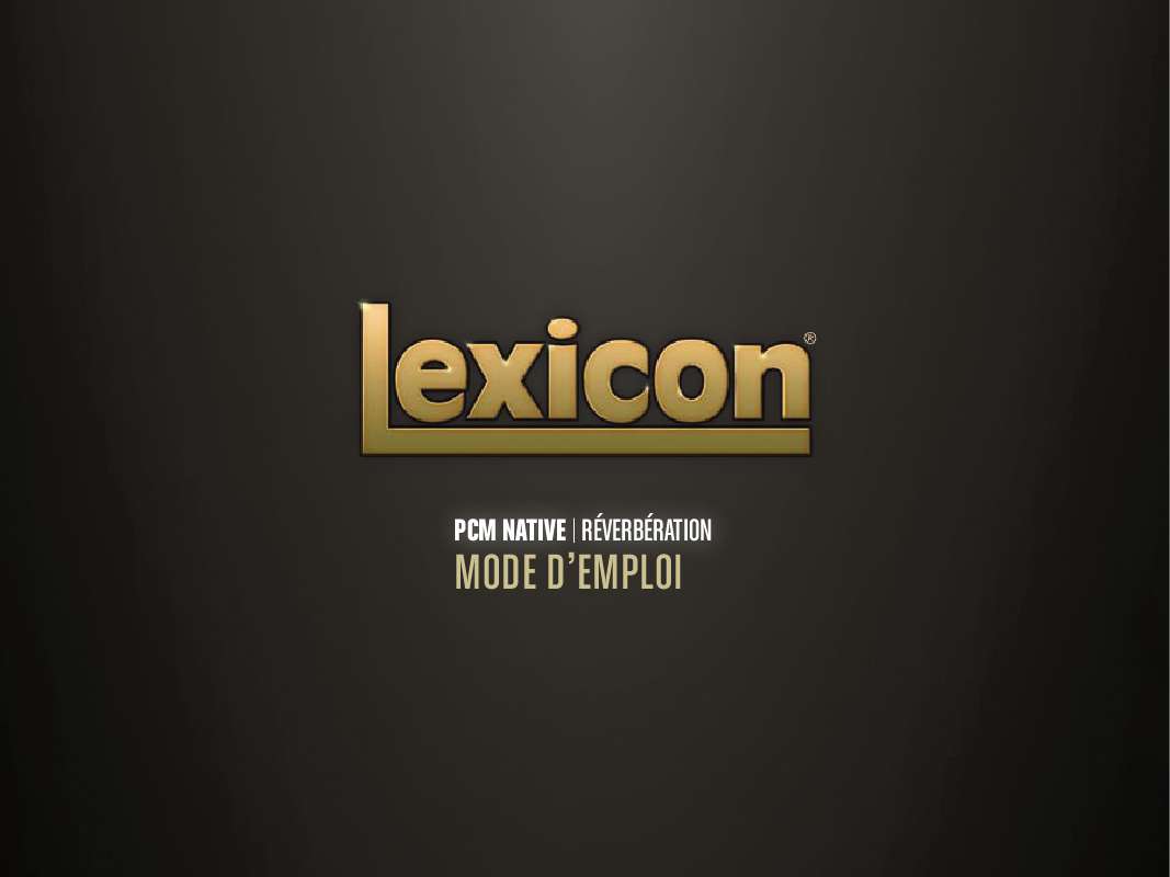 Guide utilisation  LEXICON PCM NATIVE  de la marque LEXICON