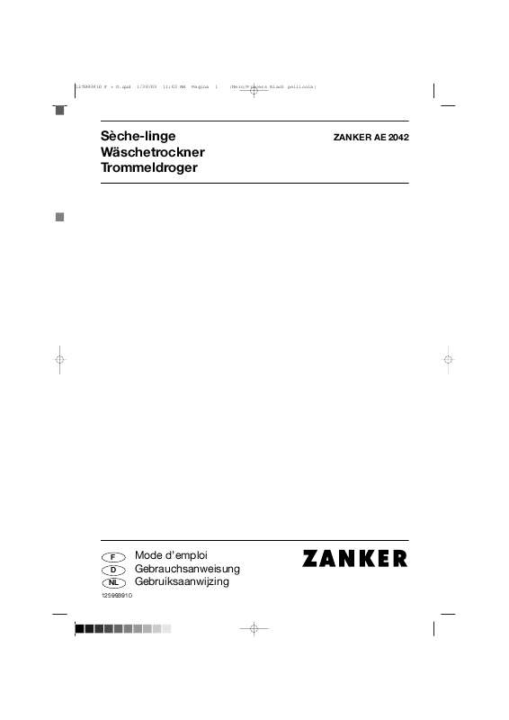 Guide utilisation  ZANKER AE2042  de la marque ZANKER