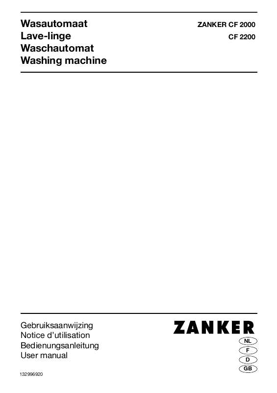 Guide utilisation ZANKER CF2000 de la marque ZANKER