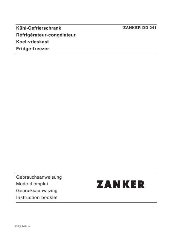 Guide utilisation  ZANKER DD235GL  de la marque ZANKER