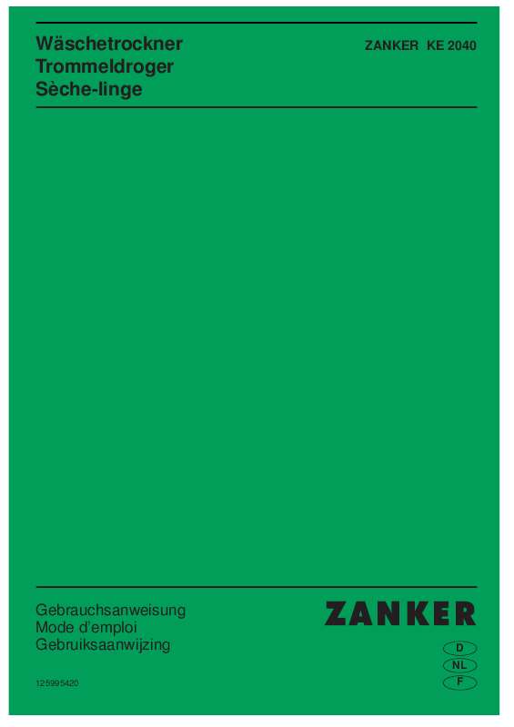 Guide utilisation ZANKER KE2040 de la marque ZANKER