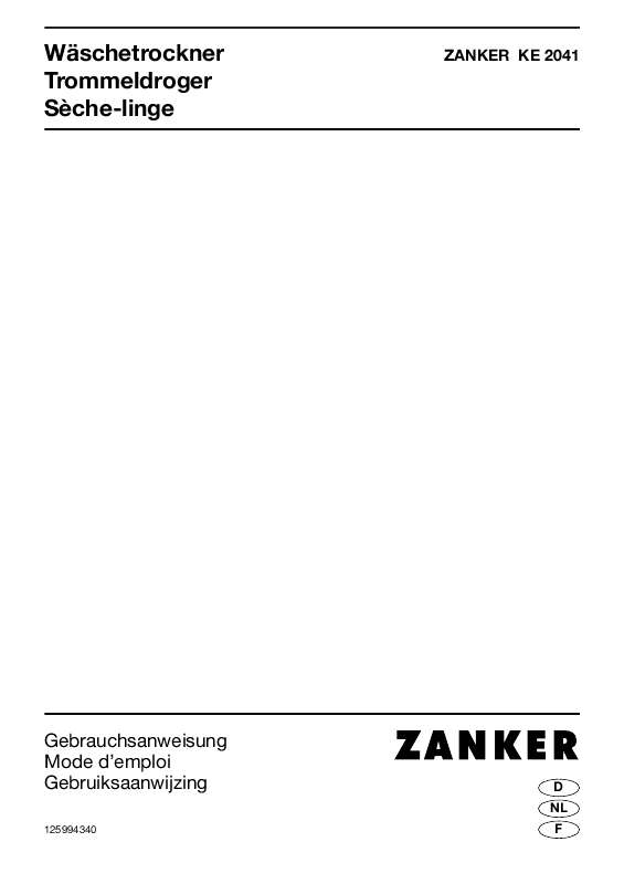 Guide utilisation ZANKER KE2041 de la marque ZANKER