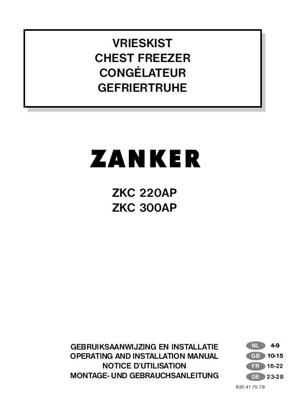 Guide utilisation ZANKER ZKC220AP de la marque ZANKER
