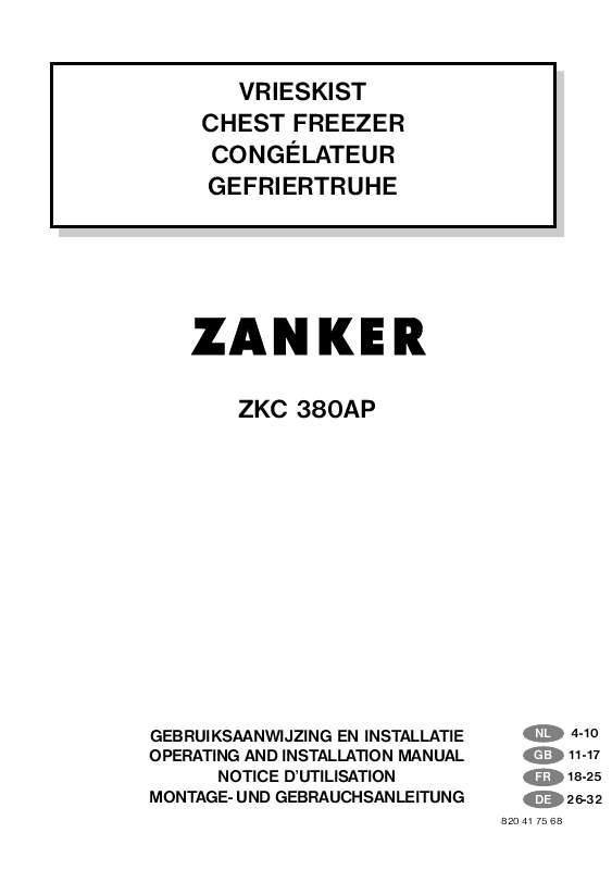 Guide utilisation ZANKER ZKC380AP de la marque ZANKER