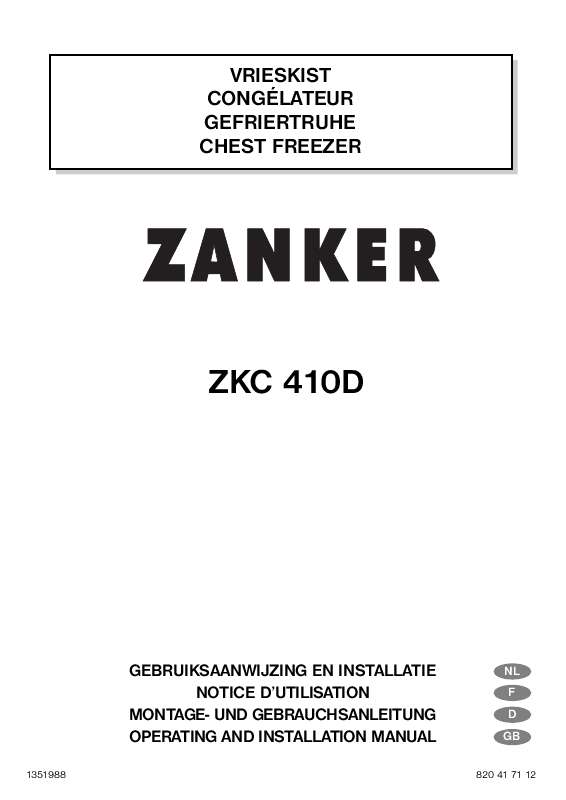 Guide utilisation ZANKER ZKC410D de la marque ZANKER