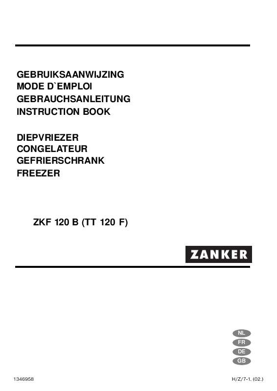 Guide utilisation ZANKER ZKF 120 B de la marque ZANKER