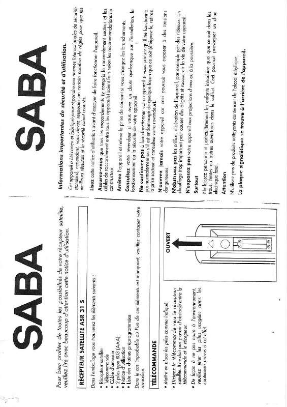 Guide utilisation  SABA ACR 31 S  de la marque SABA