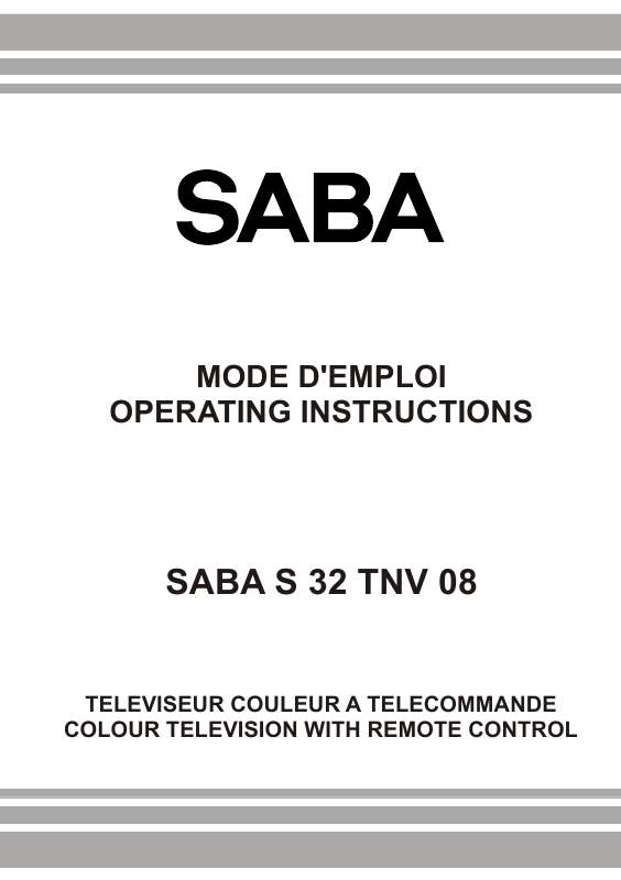 Guide utilisation SABA S 32 TNV 08  de la marque SABA