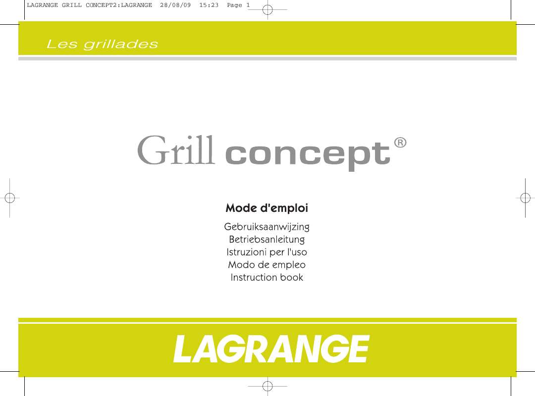 Guide utilisation  LAGRANGE GRILL CONCEPT  de la marque LAGRANGE