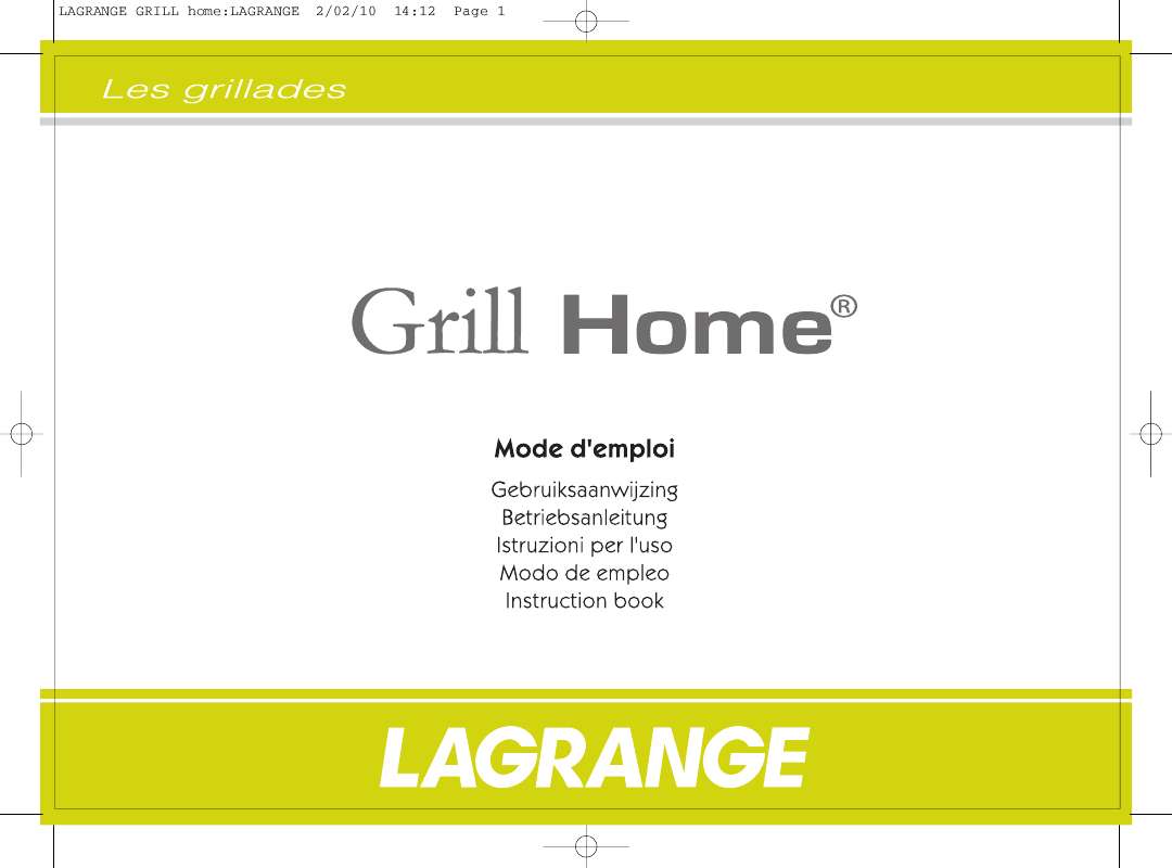 Guide utilisation  LAGRANGE GRILL HOME  de la marque LAGRANGE
