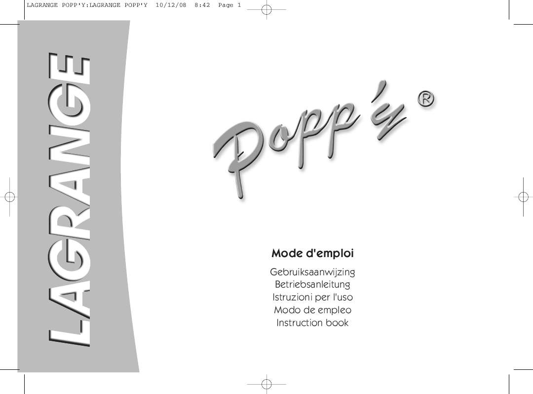 Guide utilisation  LAGRANGE POPP Y  de la marque LAGRANGE