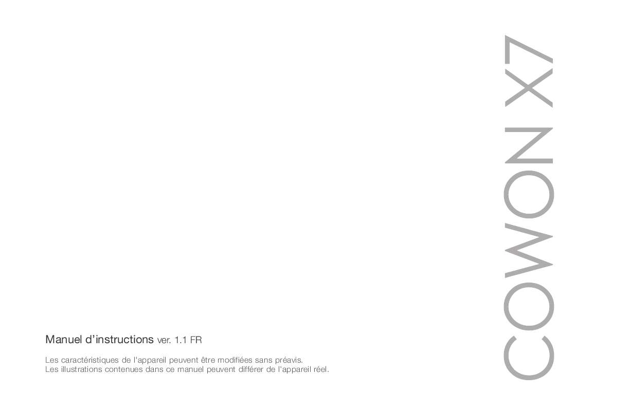 Guide utilisation COWON X7  de la marque COWON