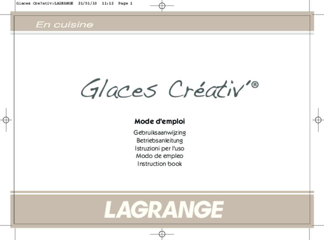 Guide utilisation LAGRANGE 419002 GLACES CREATIV'  de la marque LAGRANGE