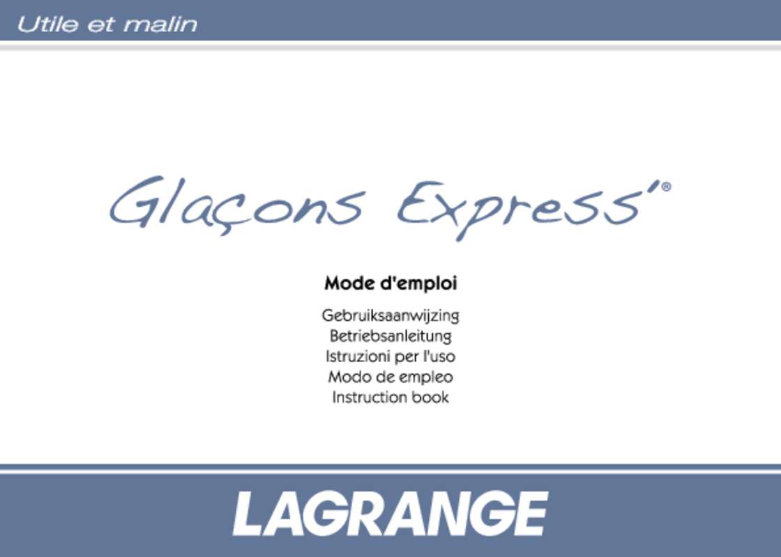 Guide utilisation  LAGRANGE GLACONS EXPRESS  de la marque LAGRANGE