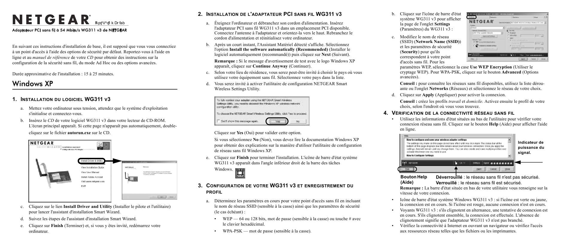 Guide utilisation  NETGEAR WG311V3  de la marque NETGEAR