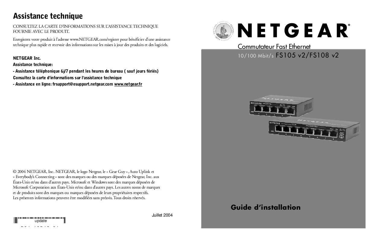 Guide utilisation NETGEAR FS108V2  de la marque NETGEAR
