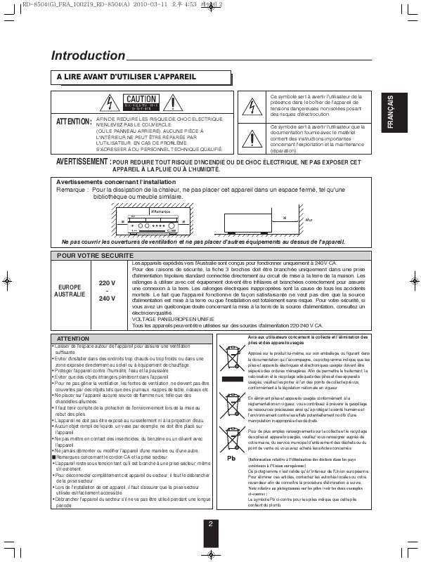 Guide utilisation  SHERWOOD RD-8504  de la marque SHERWOOD