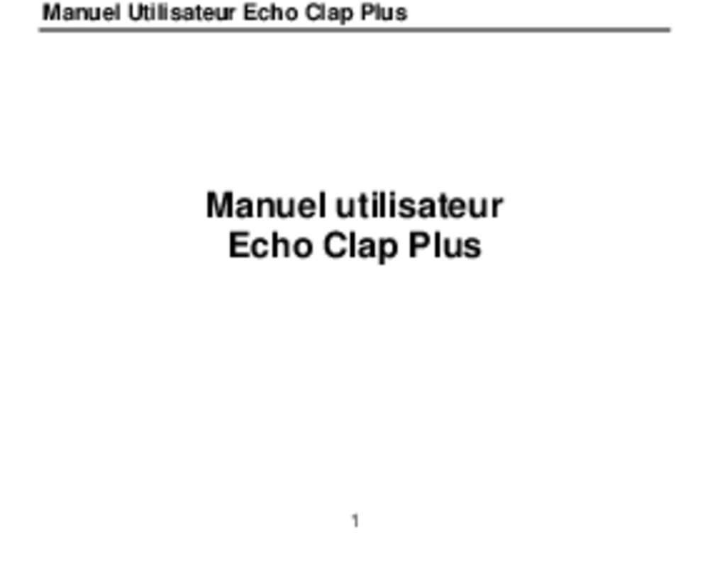 Guide utilisation ECHO CLAP PLUS 2  de la marque ECHO