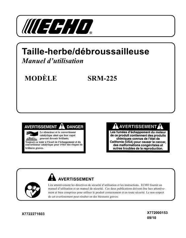 Guide utilisation ECHO SRM-225  de la marque ECHO