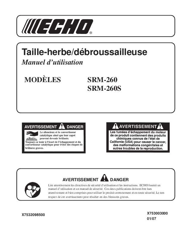 Guide utilisation ECHO SRM-260  de la marque ECHO