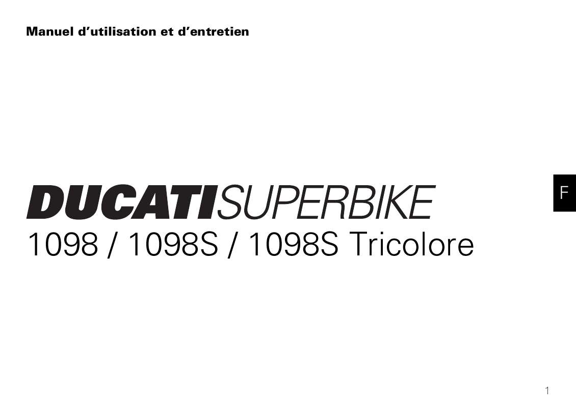 Guide utilisation  DUCATI 1098 S  de la marque DUCATI