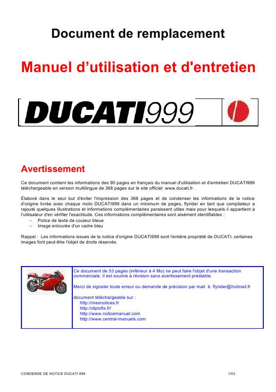 Guide utilisation  DUCATI 999  de la marque DUCATI