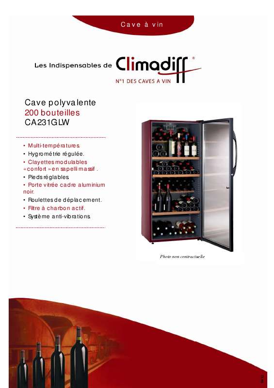 Guide utilisation CLIMADIFF CA231GLW  de la marque CLIMADIFF