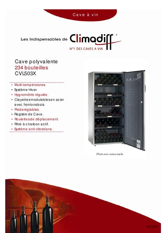 Guide utilisation CLIMADIFF CVL503X  de la marque CLIMADIFF