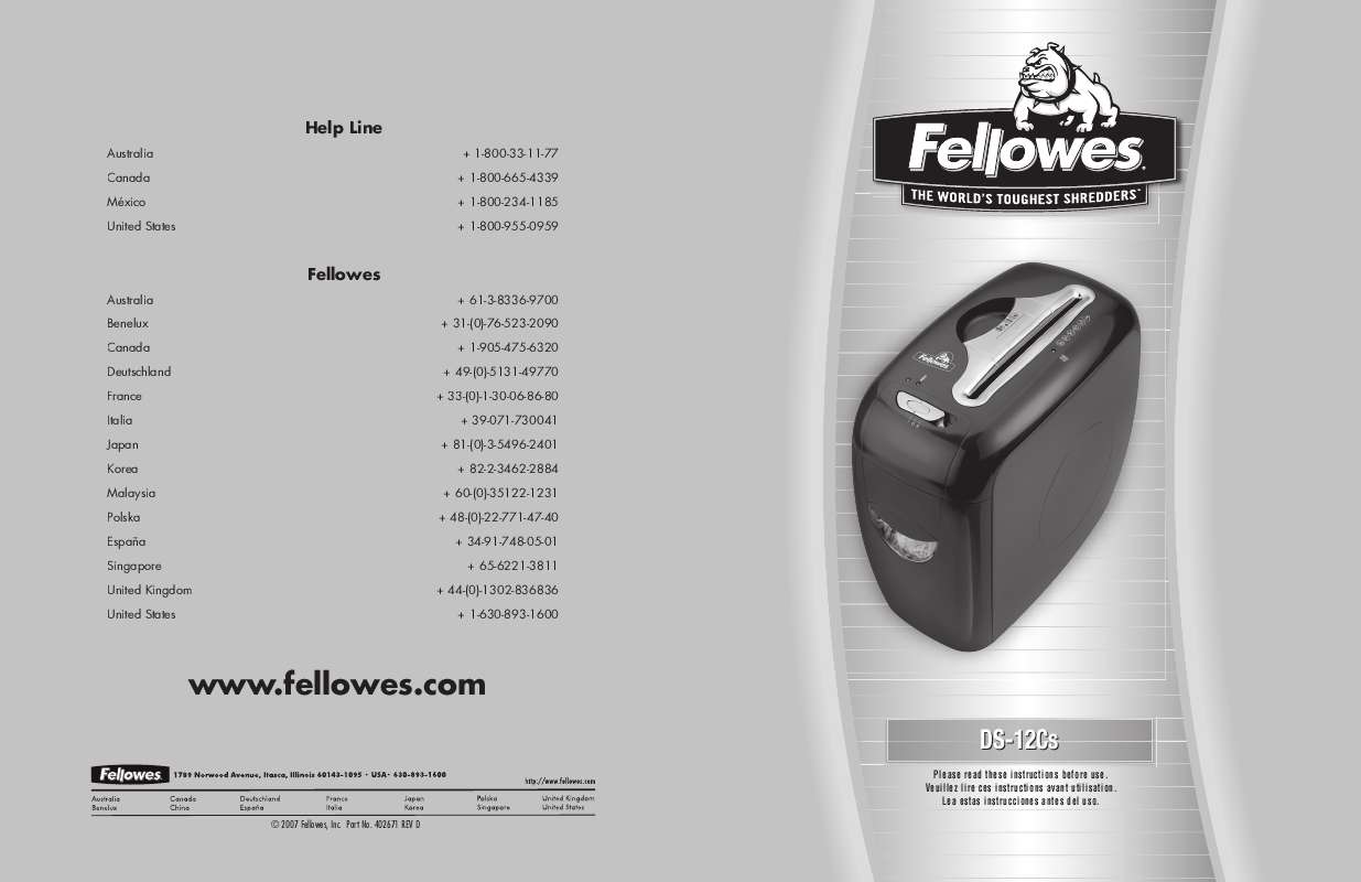 Guide utilisation  FELLOWES DS-12CS  de la marque FELLOWES