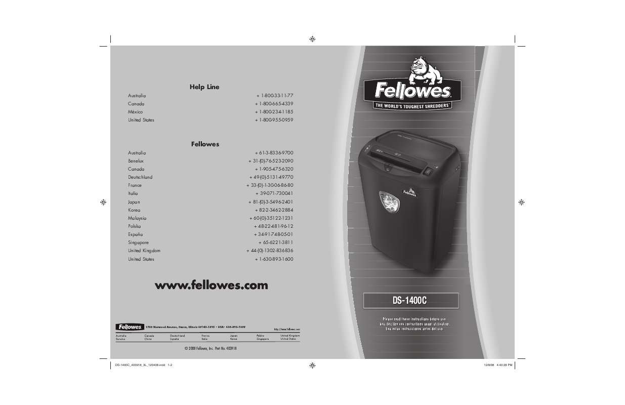 Guide utilisation  FELLOWES DS-1400C  de la marque FELLOWES