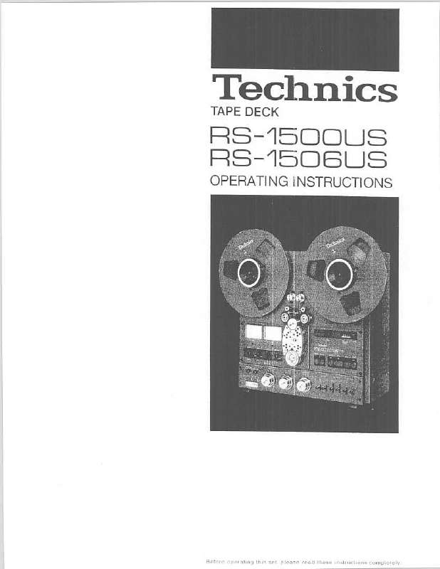 Guide utilisation  TECHNICS RS-1500  de la marque TECHNICS