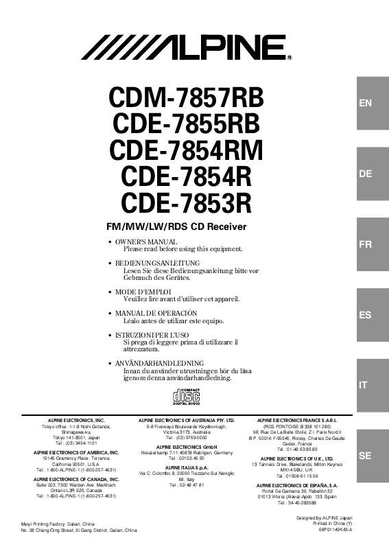 Guide utilisation  TECHNICS CDE-7853R  de la marque TECHNICS