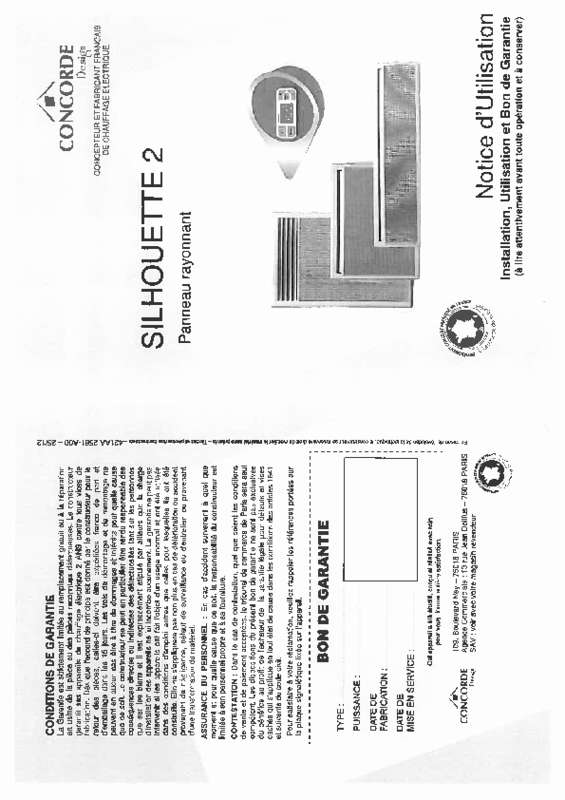 Guide utilisation CONCORDE SILHOUETTE II  de la marque CONCORDE