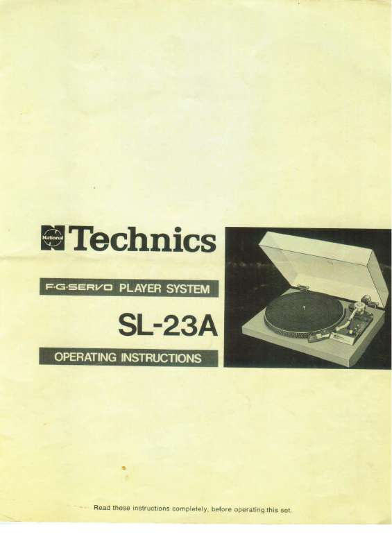 Guide utilisation  TECHNICS SL-23A  de la marque TECHNICS