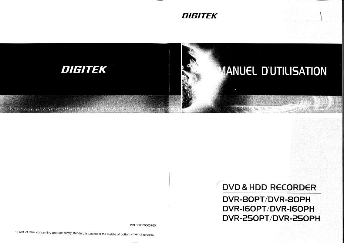 Guide utilisation  DIGITEK DVR-160PH  de la marque DIGITEK