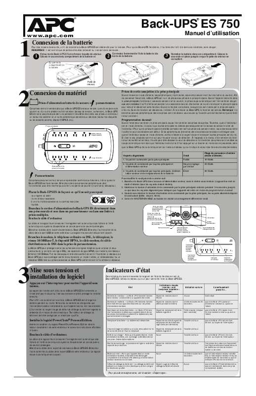 Guide utilisation APC BACKS-UPS ES 750  de la marque APC