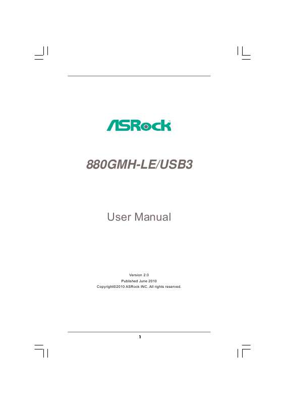 Guide utilisation ASROCK 880GMH-LE USB3  de la marque ASROCK