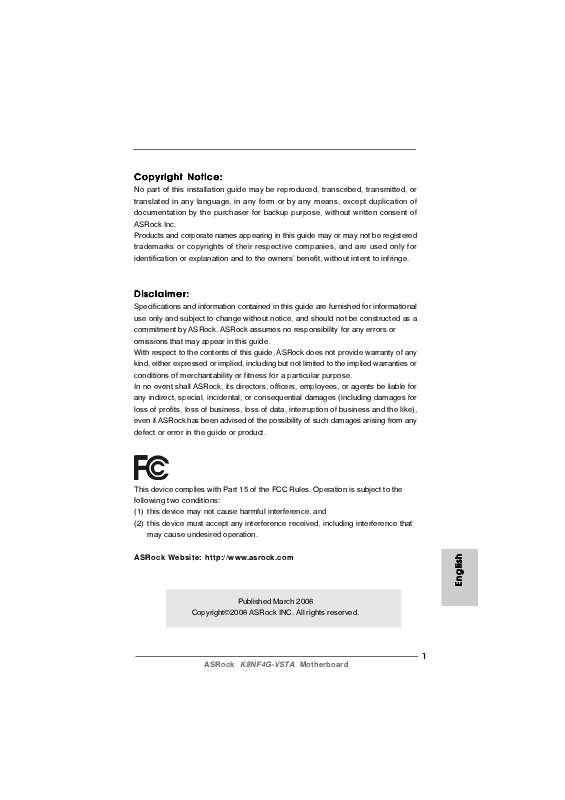 Guide utilisation ASROCK K8NF4G-VSTA  de la marque ASROCK