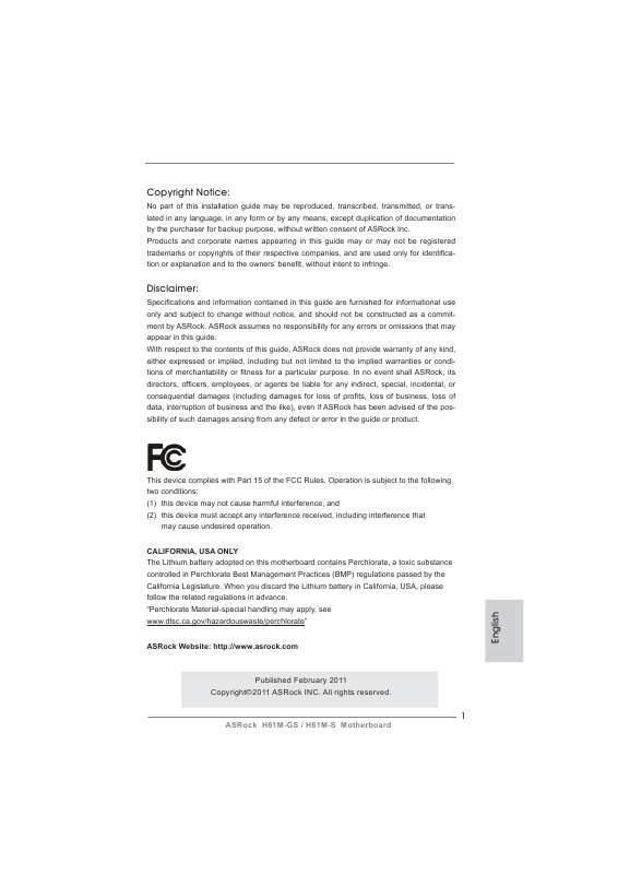 Guide utilisation ASROCK H61M-GS  de la marque ASROCK
