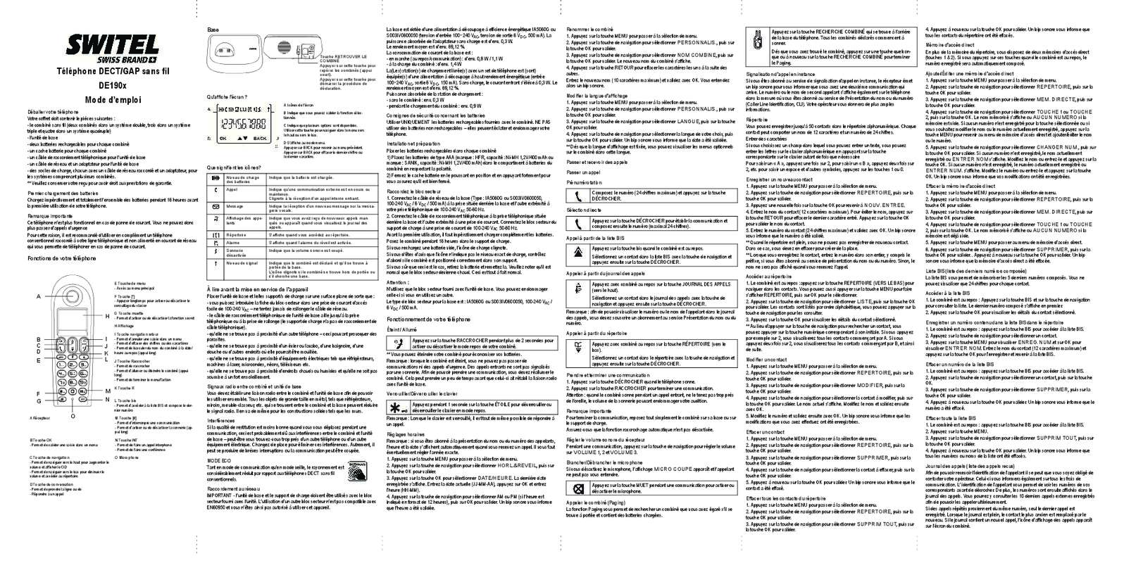 Guide utilisation SWITEL DE 1902 C BULLET  de la marque SWITEL