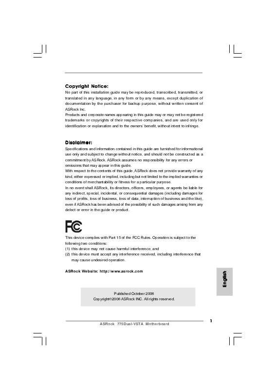 Guide utilisation ASROCK 775DUAL-VSTA  de la marque ASROCK