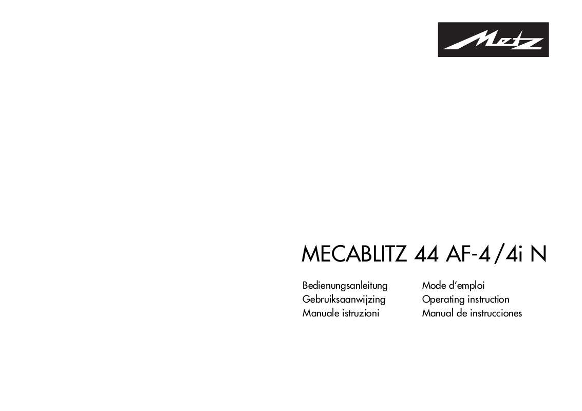 Guide utilisation  METZ MECABLITZ 44 AF-4I NIKON  de la marque METZ