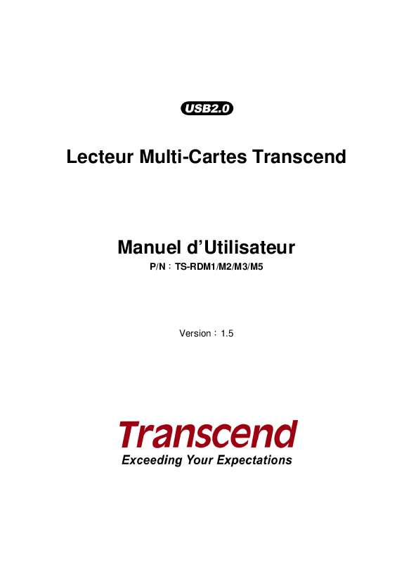 Guide utilisation TRANSCEND TS-RDM1  de la marque TRANSCEND